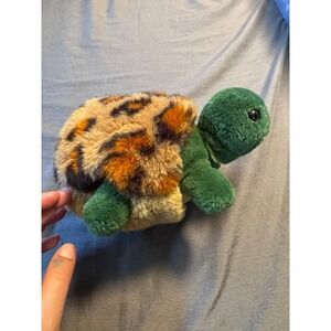 Vintage 1985 Mary Meyer Turtle Plush Leopard Print Removable Shell Green 80s Toy
